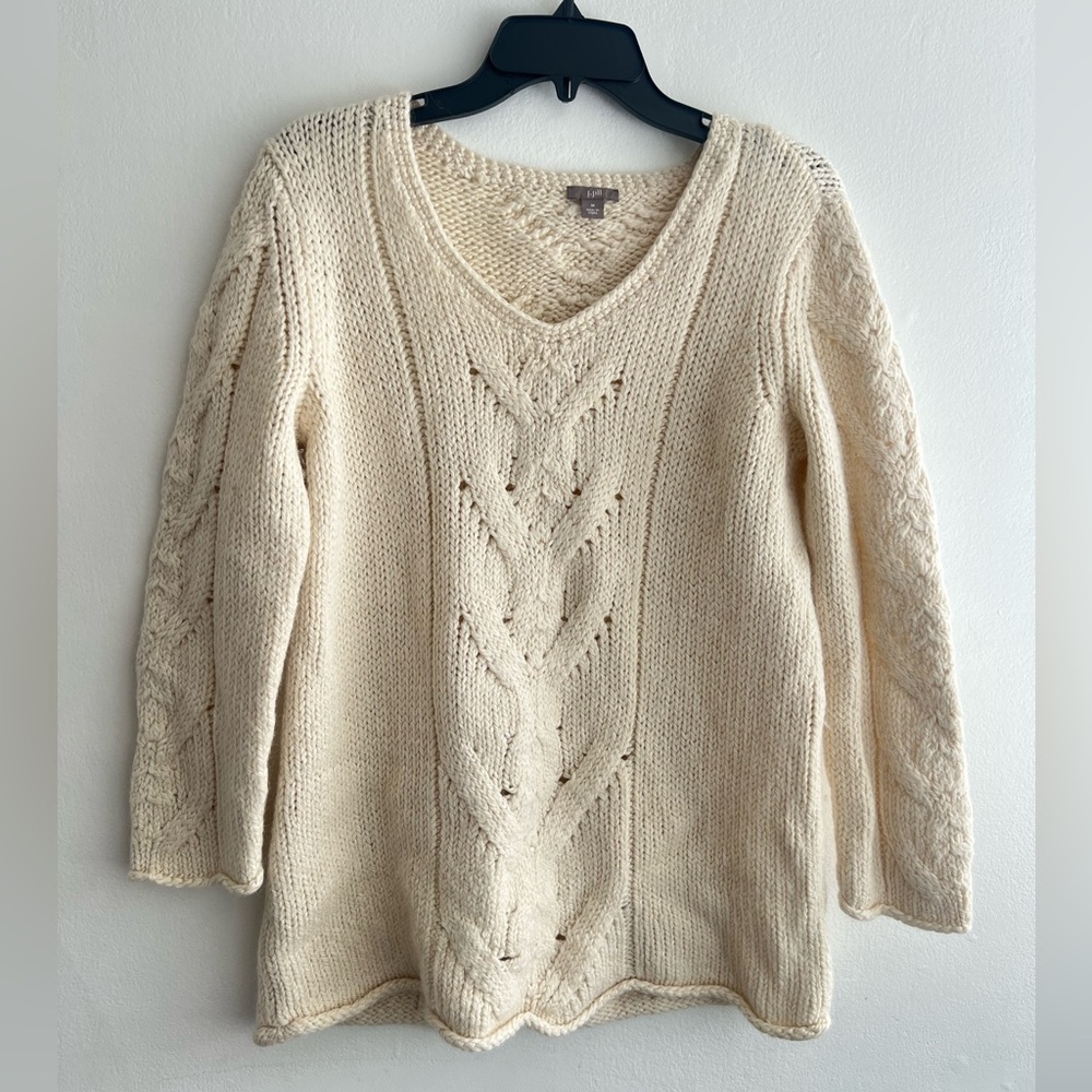 J. Jill Wool Alpaca Blend Cable-knit Sweater Size M